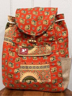 Taaluma Totes Orange Elephant Print Backpack